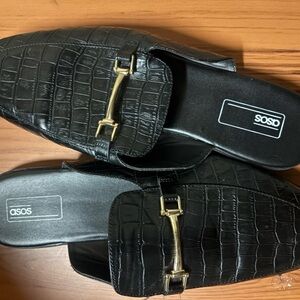 ASOS Black Croc-Embossed Loafers